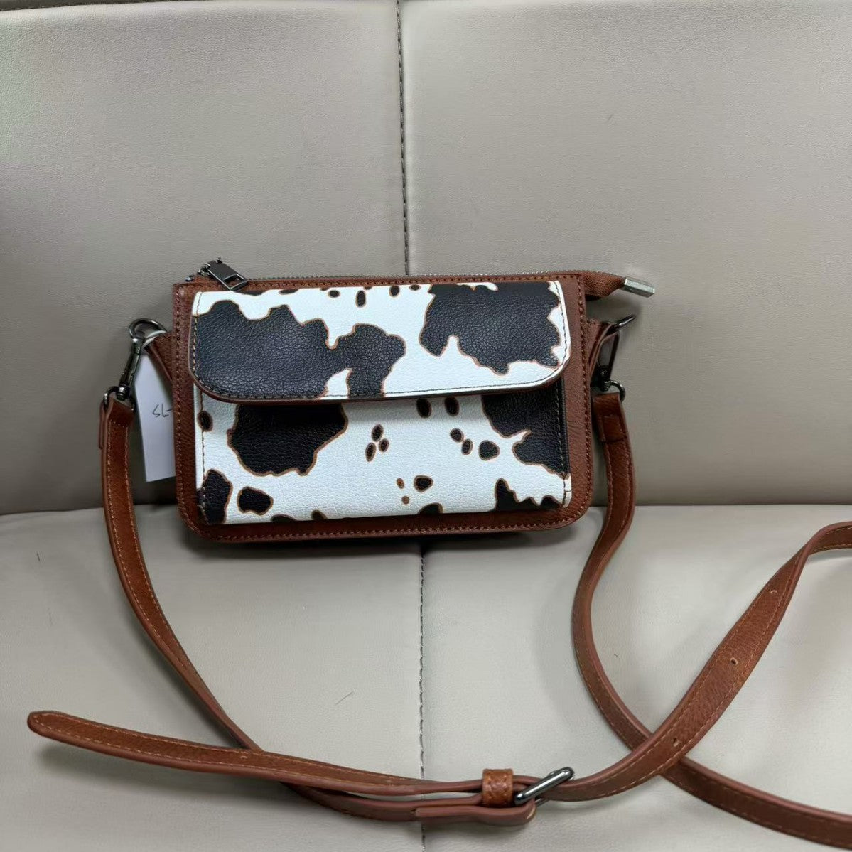 Wholesale Retro solid color cow pattern shoulder bag messenger bag